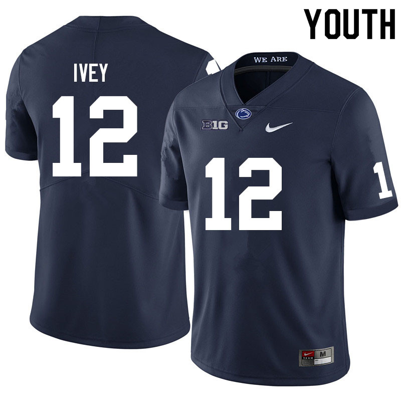 Youth #12 Anthony Ivey Penn State Nittany Lions College Football Jerseys Sale-Navy